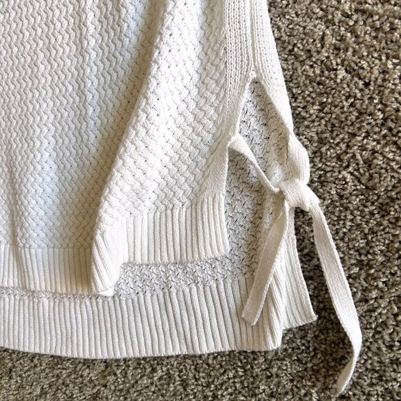 Tommy Bahama XL White Sleeveless Knit Tank Top Textured Design Side Ties - Picture 6 of 11